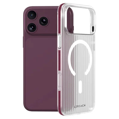 LEREACH TOC Series for iPhone 18 Pro Max / 17 Pro Max Magnetic Case Flowing Grid PC Phone Cover - Cherry Red