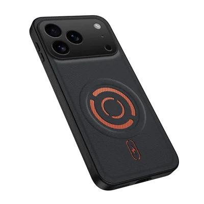  WANLONFENG for iPhone 18 Pro Max KJB Series Magnetic Case Tech Fabric Texture PC+TPU Shockproof Phone Cover - Black
