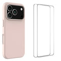  WANLONFENG for iPhone 18 Pro Max Phone Case  GJ Series Liquid Silicone TPU Cover Large Cutouts with 2Pcs Screen Film - Pink