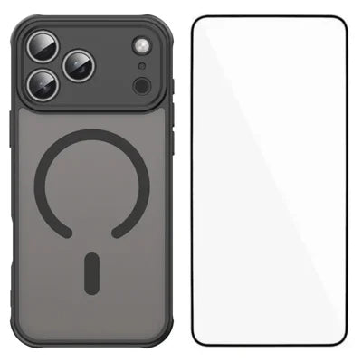  WANLONFENG for iPhone 18 Pro Max FD Series Magnetic Case with Screen Film Skin Touch TPU + PC Phone Back Cover - Black