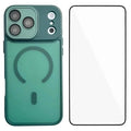  WANLONFENG for iPhone 18 Pro Max QB Series Magnetic Case PC TPU Phone Cover with Screen Film - Dark Green