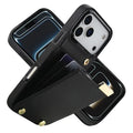 For iPhone 18 Pro Max / 17 Pro Max Case TPU + PU Leather Hardware Decor Phone Cover with Card Holder - Black