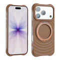 For iPhone 18 Pro Max / 17 Pro Max Case Rotating Magnetic Kickstand Wave Pattern Anti-Drop TPU Phone Cover - Brown
