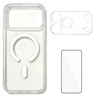  WANLONFENG for iPhone 18 Pro Max YKL Series Magnetic Case Acrylic TPU Phone Cover with Screen Protector and Lens Protector - Transparent