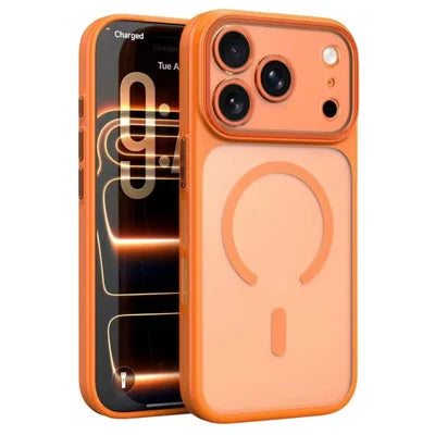 For iPhone 18 Pro Max / 17 Pro Max Magnetic Case Matte Translucent Back PC + TPU Anti-slip Phone Cover - Orange