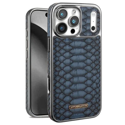 JINDUKA D51 For iPhone 18 Pro Max  /  17 Pro Max Case Snakeskin Texture PU Leather + PC + TPU Phone Cover - Blue