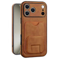 JINDUKA K12 for iPhone 18 Pro Max / 17 Pro Max Case Card Slot Kickstand PU Leather Phone Back Cover - Brown