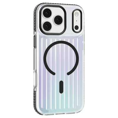 MUTURAL for iPhone 18 Pro Max / 17 Pro Max Case Compatible with MagSafe TPU+PC Phone Back Cover Stripe Pattern - Black