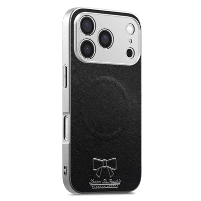 For iPhone 18 Pro Max  /  17 Pro Max Magnetic Case Butterfly Bow Pattern PU Leather + TPU + PC Shockproof Phone Cover - Black