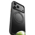 For iPhone 18 Pro Max / 17 Pro Max Magnetic Case Rotating Gear Pivot Kickstand PC + TPU Phone Back Cover - Matte Black