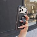For iPhone 18 Pro Max / 17 Pro Max Case Card Slot Stretchable Kickstand Leather + TPU Phone Cover - Black
