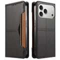  For iPhone 18 Pro Max / iPhone 17 Pro Max Wallet Case External Card Slot Magnetic Closing Leather Phone Cover - Black
