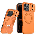 For iPhone 18 Pro Max / 17 Pro Max Case Magnetic Kickstand Sliding Camera Cover Shockproof PC + TPU Phone Shell - Orange