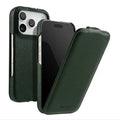 MELKCO for iPhone 18 Pro Max / 17 Pro Max Magnetic Case Vertical Flip Genuine Cow Leather + PC Phone Cover - Green