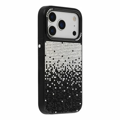 JAUCASE for iPhone 18 Pro Max / 17 Pro Max Case PC + TPU Gradient Rhinestone Phone Cover - Black
