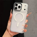 For iPhone 18 Pro Max / 17 Pro Max Magnetic Case TPU + PC Rubberized Finish Phone Cover - Transparent White