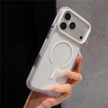 For iPhone 18 Pro Max / 17 Pro Max Magnetic Case TPU + PC Clear Back Phone Cover - White