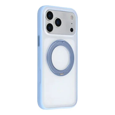 X-LEVEL for iPhone 18 Pro Max  /  17 Pro Max Case Magnetic Rotatable Kickstand PC + Liquid Silicone Anti-Stain Phone Cover - Transparent Baby Blue
