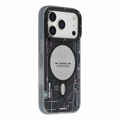 YOUNGKIT Technology Series for iPhone 18 Pro Max / 17 Pro Max Magnetic Case Hard PC IMD Phone Cover - Dark Cherry Red