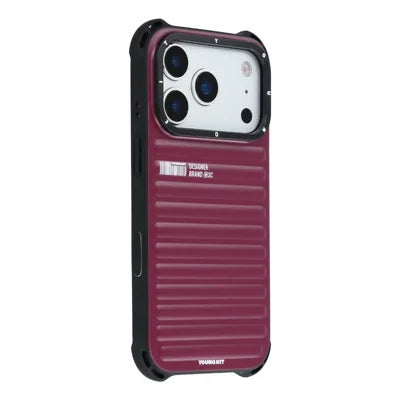 YOUNGKIT for iPhone 18 Pro Max / 17 Pro Max Magnetic Case Suitcase Texture IMD TPU Phone Cover - Cherry Red