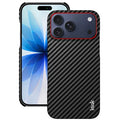  IMAK for iPhone 18 Pro Max / iPhone 17 Pro Max Ruiyi Series Case Carbon Fiber Texture Leather + PC Protective Cover - Red Ring Carbon Fiber
