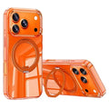 For iPhone 18 Pro Max / 17 Pro Max Case Magnetic Rotating Kickstand Anti Yellowing PC + TPU Phone Cover - Orange