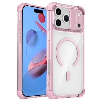 For iPhone 18 Pro Max / 17 Pro Max Magnetic Case TPU + PC Clear Phone Cover - Transparent Pink