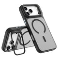 LEREACH Le-Luser Series For iPhone 18 Pro Max / 17 Pro Max Magnetic Case Metal Lens Kickstand TPU PC Phone Cover - Black