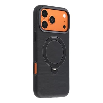 JAUCASE for iPhone 18 Pro Max / 17 Pro Max Case  Magnetic Rotating Kickstand PU Leather Coated PC Phone Cover - Black