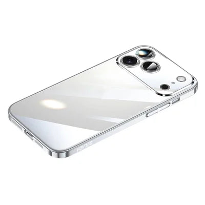SULADA JINGJIA Series for iPhone 18 Pro Max / 17 Pro Max Case Electroplating Hard PC Clear Phone Case with Lens Film - Silver
