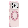 ZGA for iPhone 18 Pro Max Case Magnetic Rotating Kickstand Liquid Silicone + PC Phone Cover Skin-Friendly Feel - Pink