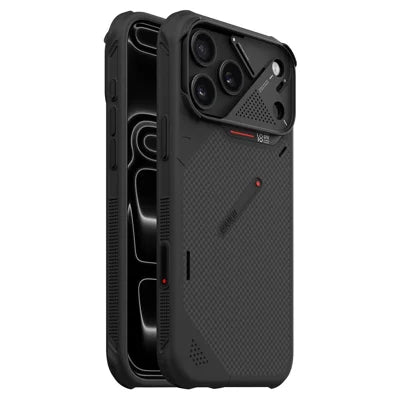 AULUMU for iPhone 18 Pro Max / 17 Pro Max Magnetic Case Aramid Fiber Aluminum Alloy Lens Frame Shockproof Phone Cover - Black