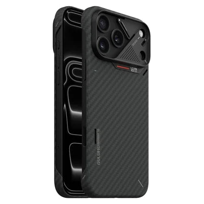 AULUMU For iPhone 18 Pro Max / 17 Pro Max Aramid Fiber Case Ultra Thin Magnetic Phone Cover with Real-Time Temperature Monitoring - Black