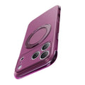Magnetic Phone Case for iPhone 18 Pro Max  /  17 Pro Max Air Cushion Drop-proof PC+TPU Back Cover with Ring Kickstand - Wine Red