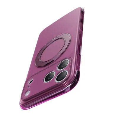 Magnetic Phone Case for iPhone 18 Pro Max  /  17 Pro Max Air Cushion Drop-proof PC+TPU Back Cover with Ring Kickstand - Wine Red
