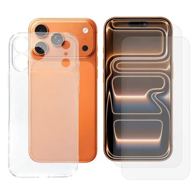 For iPhone 18 Pro Max / 17 Pro Max Case Soft TPU Phone Cover with 2Pcs High Aluminium-silicon Glass Screen Protector - Transparent