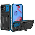 For iPhone 18 Pro Max / 17 Pro Max Case with Card Holder PC + TPU Phone Back Cover Kickstand - Blue