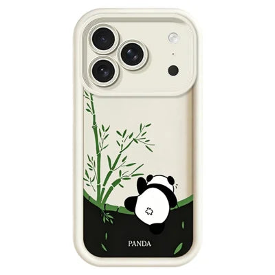 For iPhone 18 Pro Max / 17 Pro Max Case Cartoon Panda Bamboo Pattern TPU Anti-Slip Protective Phone Cover - White