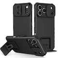 For iPhone 18 Pro Max / 17 Pro Max Case Camera Slider PC + TPU Phone Cover with Kickstand - Black