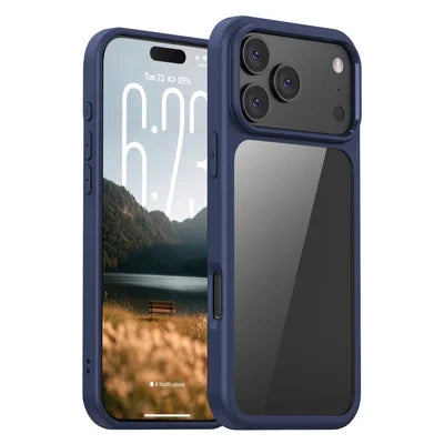 IPAKY For iPhone 18 Pro Max  /  17 Pro Max Clear Phone Case TPU + PC Anti-Fingerprint Back Cover - Dark Blue