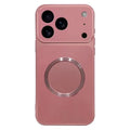 For iPhone 18 Pro Max  /  17 Pro Max Magnetic Case CD Pattern Ring Metallic Painted TPU Phone Back Cover - Pink