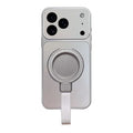 For iPhone 18 Pro Max  /  17 Pro Max Magnetic Case Hand Strap Ring Kickstand Metallic Finish TPU Phone Cover - Silver
