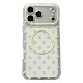 For iPhone 18 Pro Max / 17 Pro Max Magnetic Case IMD Polka Dot Pattern PC + TPU Shockproof Phone Cover - White
