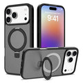 For iPhone 18 Pro Max / 17 Pro Max Case Magnetic Kickstand PC + TPU Matte Finish Shockproof Phone Protective Cover - Black