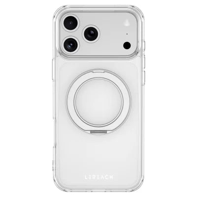 LEREACH TOC Series for iPhone 18 Pro Max / 17 Pro Max Case Magnetic Rotating Kickstand Crystal Clear TPU + Acrylic Hybrid Protection Phone Cover - Transparent
