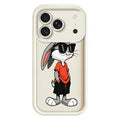 For iPhone 18 Pro Max TPU Case Cartoon Rabbit Pattern Rubberized Anti-Slip Phone Back Cover - White
