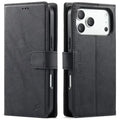 FIERRE SHANN FS032 for iPhone 18 Pro Max / 17 Pro Max Case Magnetic Detachable PU Leather RFID Blocking Wallet Phone Cover - Black