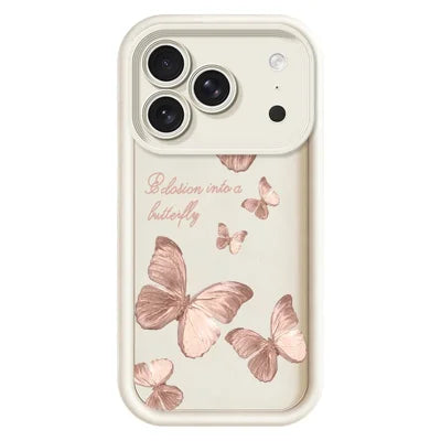 For iPhone 18 Pro Max TPU Case Butterfly Pattern Rubberized Phone Back Cover - White