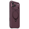 KEEPHONE ROVANA Series for iPhone 18 Pro Max  /  17 Pro Max Magnetic Case Rotating Kickstand Liquid Silicone Phone Cover - Burgundy