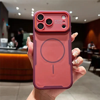 For iPhone 18 Pro Max / 17 Pro Max Magnetic Case PC + TPU 2 in 1 Shockproof Scratch-Resistant Phone Cover - Jujube Red
